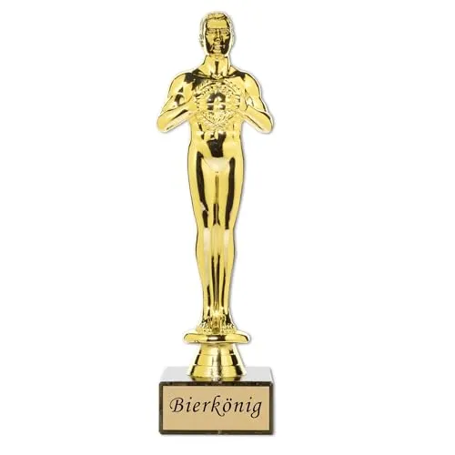 andSmile Siegerfigur mit Gravur Bierkönig - Trophäe im Farbton Gold mit Marmorsockel - Geschenk Bierliebhaber, Biertrinker - Geschenke für Männer