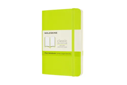 Moleskine Klassisches Notizbuch - Pocket Format 9 x 14 cm, 192 Seiten mit weißen Seiten, elastischer Verschluss und erweiterbare Tasche in Limettengrün