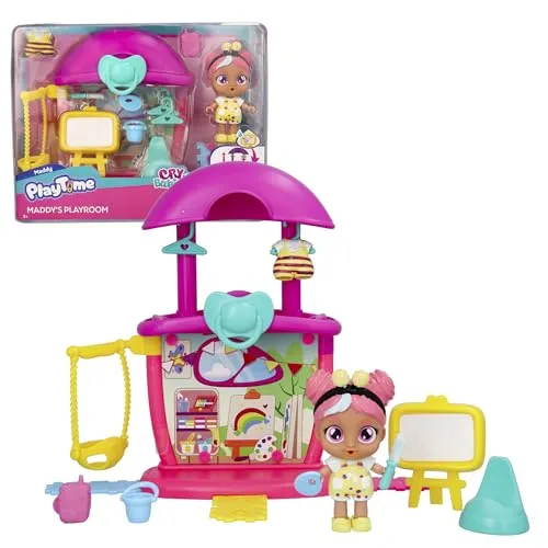 Cry Babies Playtime Day Care Maddy's Playroom, erweiterbares Mini-Spielset mit 14+ Accessoires, Maddy Puppenhaus-Puppe, weint echte Tränen, für Kinder von 4 bis 6 Jahren