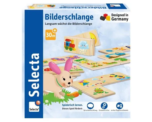 Selecta Lernspielzeug Bilderschlange aus Holz, 20 Teile - Gesellschaftsspiel für Kleinkinder, fördert Merk- und Konzentrationsfähigkeit durch kreatives Legespiel und Rollenspiele.