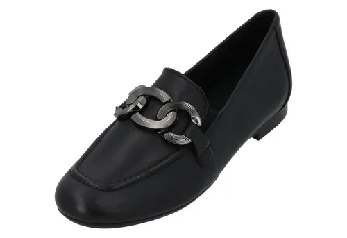 Remonte Komfort Slipper für Damen - Schwarz - 38 - Halbschuhe mit flexibler, rutschhemmender Laufsohle und gepolstertem, schockabsorbierendem Fußbett für optimalen Tragekomfort. Der elegante Kettenapplikation macht diesen Slipper zum Must-Have für jeden Anlass.