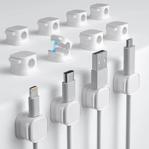Stück Kabelhalter Kabelclips Selbstklebende Kabelclips Kabel Organizer für Schreibtisch,HDMI, USB, Audiokabel,Nachttisch, Ladekabeln,(Weiß) 12