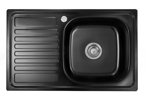 Proaja- 80x50x18cm Küchenspüle schwarz Edelstahl 304 0,8 eckig 1 Becken,Einbauspüle,Spüle Küche Abtropffläche