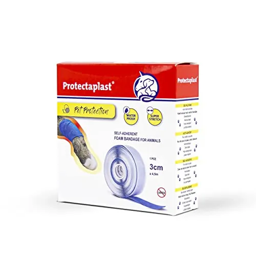 Protectaplast Selbstklebender Blau Verband für Haustiere (3cm x 4,5m)