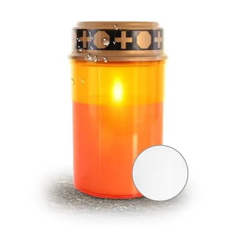 Raburg LED-Grabkerze mit Flackereffekt – wetterfestes LED-Grablicht mit 6 Monate Leuchtdauer, 10.000 h Lebensdauer, batteriebetrieben – Grablampe für Außen | Rot