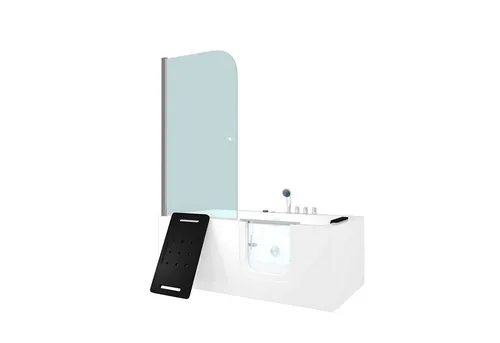 AcquaVapore Komplettdusche Duschkabine Whirlpool Seniorenwanne mit Tür S15D-WP-TH-R-ALL 85x160 cm - Praktische Dusche-Wanne-Kombination für mehr Sicherheit beim Baden. Inklusive integrierter Massagedüsen und klappbarer Duschabtrennung aus Sicherheitsglas. Ideal für eine unabhängige Nutzung in der eigenen Umgebung.
