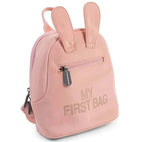CHILDHOME Kinderrucksack Baby - My First Bag, Rosa und Kupfer - Baby Wickelrucksäcke mit zwei Fächern für Lunch und Flasche, wasserabweisend und mit abnehmbarer Sicherheitsschnalle für mehr Komfort und Sicherheit.