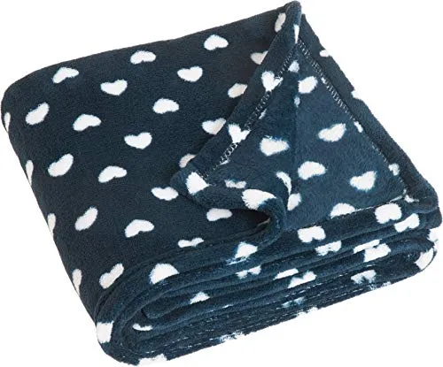 Playshoes 301714 Fleecedecke, Babydecke Herzchen, blau