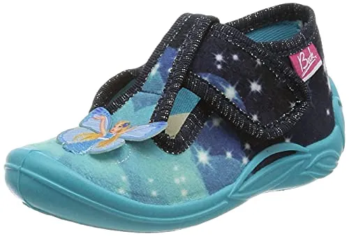 Beck Mädchen Magic World Hausschuhe - Bequeme Hausschuhe für Mädchen aus Canvas-Baumwolle mit TPR-Sohle und praktischem Klettverschluss für einfaches An- und Ausziehen.