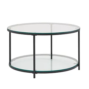 Wohnling Couchtisch WL6.610 - Rund, Transparent, Modern - Stylischer Couchtisch aus Glas mit 2 Ablageböden, ideal für ein modernes Wohnambiente. Perfekt für kleine Räume mit einem eleganten, minimalistischen Design.