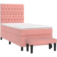vidaXL Boxspringbett Rosa 90x190 cm mit Matratze - Stylisches Boxspringbett in Rosa mit höhenverstellbarem Kopfteil, ideal für erholsamen Schlaf und vielseitige Nutzung als Sitzgelegenheit.