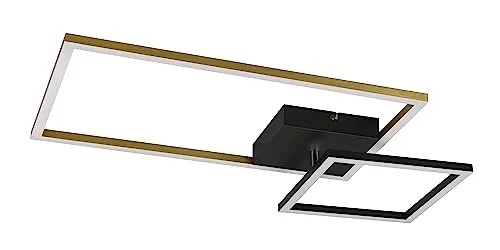 Reality Leuchten LED Deckenleuchte Padella R62642108 - Elegante Deckenleuchte in Metall Messing/Schwarz matt mit 25 Watt LED. Switch Dimmer für individuelle Helligkeitsstufen – ideal für stimmungsvolle Beleuchtung in jedem Raum.