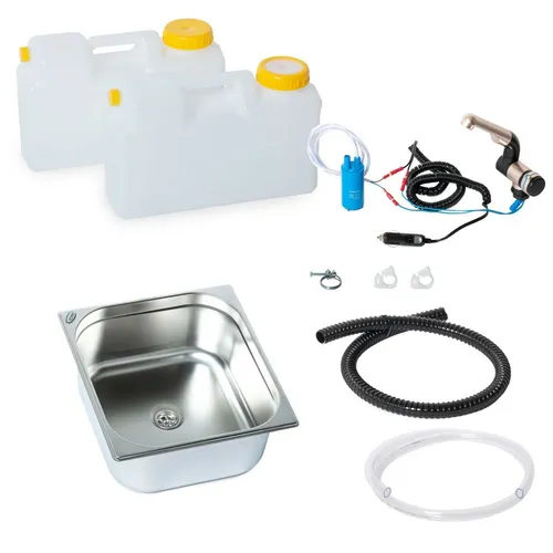 12V Miniküche Campingküche mit Spüle - Barwig 12 Li - Praktischer Küchenblock Bausatz für Camper: kompakt, leicht und ideal für die mobile Nutzung. Perfekt für die Wasserversorgung unterwegs.