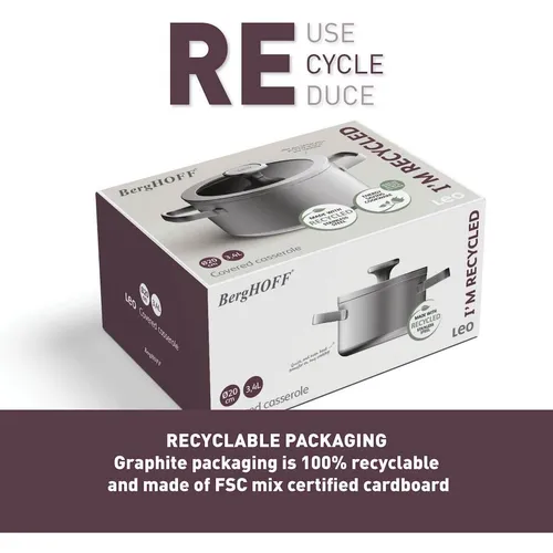 BergHoff Leo Recycled Kookpot + Deksel R (20.50 cm, Kochtopf, Edelstahl) (3950492)