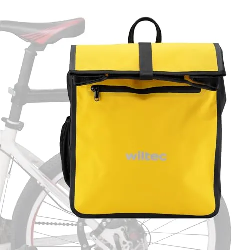 Wiltec Gepäckträgertasche gelb, Fahrradtasche Gepäckträger 22 l Stauraum, wasserresistente Fahrrad Tasche, Gepäcktasche leichte Handhabung
