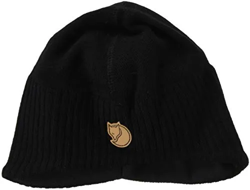 Fjällräven Damen Keb Stormblocker Beanie, Schwarz - Einheitsgröße EU - Hüte & Mützen - Winddichte Strickmütze aus Merinowoll-Polyestermischung mit warmem Fleece-Futter, ideal für kalte Tage.