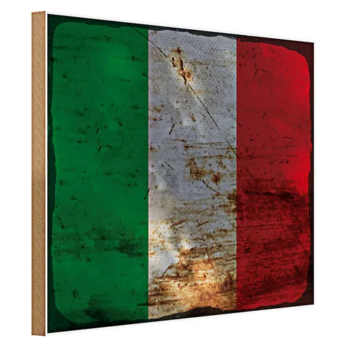 Holzschild Flagge Italien 40x30cm Flag of Italy Rost