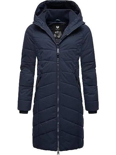 Ragwear Damen Wintermantel Dizzie Coat Navy 3XL - Funktionsjacke: Warmer, wasserdichter Steppmantel mit gefütterter Kapuze, ideal für kalte Tage und 100% vegan hergestellt.