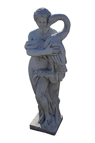 Antikes Wohndesign Frauenfigur Skulptur Gartenfigur Griechische Steinfigur Höhe: 160cm Weiß Grau