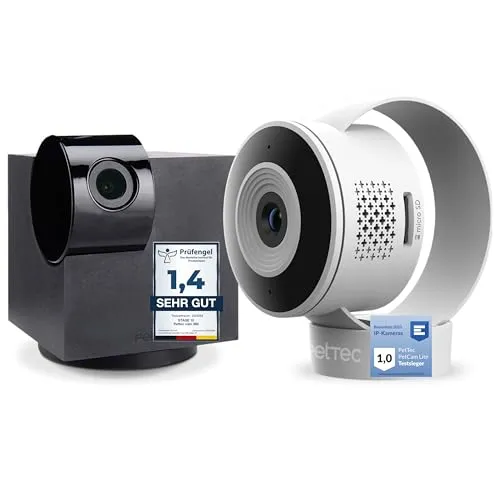 PetTec Set aus Pet Cam 360° & Cam Lite | Hundekamera mit App | Überwachungskamera für Haustiere mit App, Bewegungsmelder & Handyübertragung | | WiFi Kamera kabellos | WLAN Kamera Indoor mit Nachtsicht