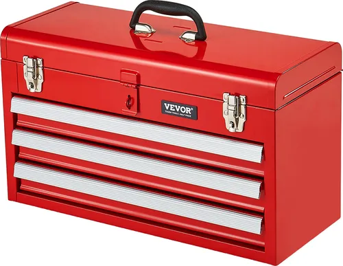 VEVOR Werkzeugkiste mit 3 Schubladen - Werkzeugkoffer für vielseitigen Einsatz mit 3 Schubladen, automatischer Verriegelung und robustem Design. Ideal für Handwerker und Hobbyisten, die viel Stauraum benötigen.