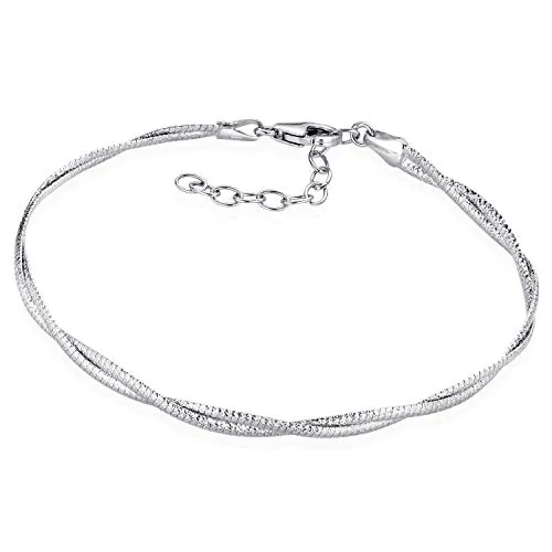 MATERIA Glitzer Armband Frauen Silber 925 - Elegantes 2 Strang Kette - Armband für Damen aus 925 Sterling Silber, rhodiniert und nickelfrei, längenverstellbar von 19-23cm. Ideal für jeden Anlass, ob festlich oder im Beruf, mit diesem Schmuckstück setzen Sie stilvolle Akzente.