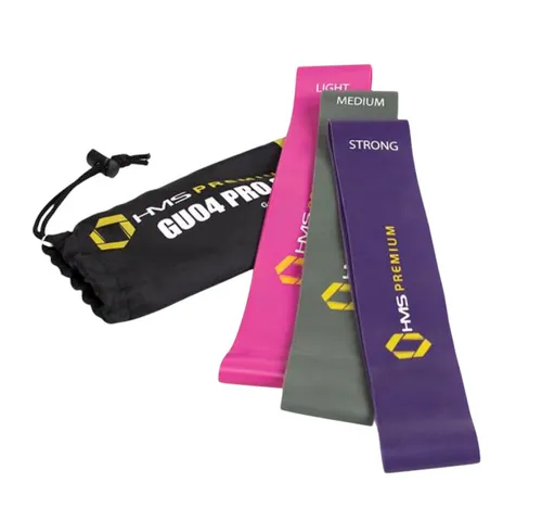 HMS Premium Widerstandsband GU04 Pro Set (violett, grau, pink) - 3 Stück