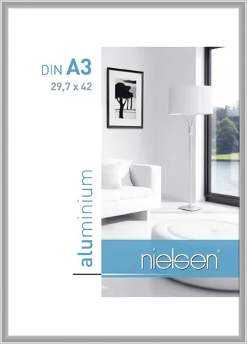 Alurahmen Classic 29,7x42 cm silber - Moderner Aluminium Bilderrahmen im DIN A3 Format, ideal zum Hängen und für jeden Raum geeignet – setzt Ihre Fotos stilvoll in Szene.