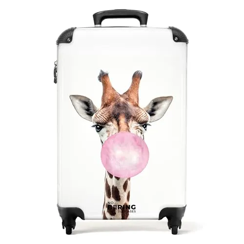 NoBoringSuitcases.com® Kinderkoffer mit leuchtenden Rädern - Rosa Giraffe - Koffer für Kinder mit fröhlichem Giraffen-Motiv, ideal als Handgepäck mit 36 Litern Stauraum und nur 2,6 kg Gewicht. Perfekt für den nächsten Familienurlaub!