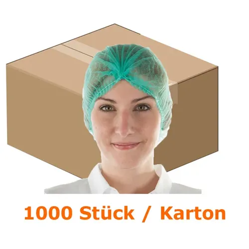 Hygonorm Einweghaube HygoBase Klipphaube Light PP-Vlies grün Kopfschutz, 1000 Stück/Karton, Polypropylen-Vlies, D=55 cm 121072