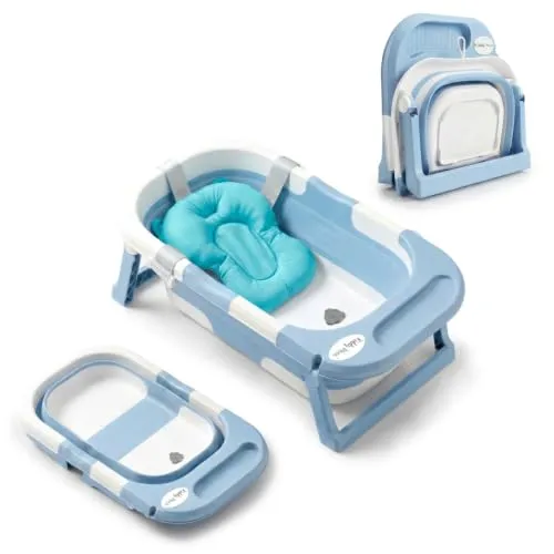 KiddyMoon Faltbare Babybadewanne mit Badekissen