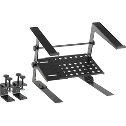 Pronomic LS-210 Laptop Stand Deluxe - Laptop-Ständer für DJs und Musiker, höhen- und breitenverstellbar, inklusive Klammern zur sicheren Befestigung, sorgt für optimale Luftzirkulation unter dem Notebook.