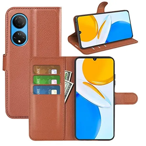 CoverKingz Handyhülle für Honor X7 - Handytasche mit Kartenfach Honor X7 Cover - Handy Hülle klappbar Braun