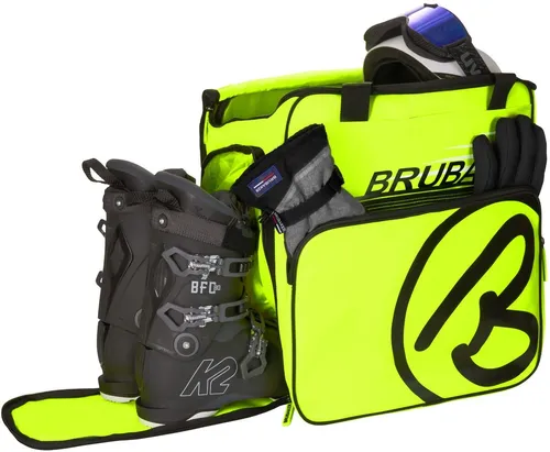 BRUBAKER Champion Skischuhtasche – Neongelb - Skischuhtasche für Wintersportler, hohe Sichtbarkeit und leichtes Design mit 2 Fächern für optimale Organisation und Tragekomfort.