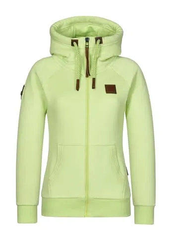 Naketano Damen Sweatjacke Brazzo in Matcha Green Melange, Größe L - Stylische Sweatjacke mit Oversize-Kapuze und praktischen Seitentaschen. Ideal für den lässigen Streetstyle und den bequemen Alltag. Hochwertige Verarbeitung und bequemer Schnitt sorgen für perfekten Tragekomfort.