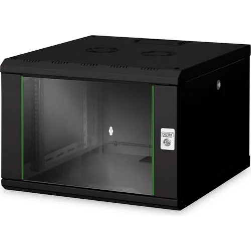 DIGITUS Professional Unique DN-19 07U-6/6-SW - Wandmontierbarer Netzwerkschrank - Computer- & Server-Racks, kompakte 7U Bauhöhe mit elegantem Design in Schwarz, ideal für platzsparende Installationen in Büros.