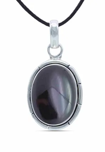 mantraroma Kettenanhänger 925 Silber Onyx schwarzer Stein Edelstein Kettenanhänger Damen Sterling Silber Halskette Anhänger Geschenk (MAH-060-03)