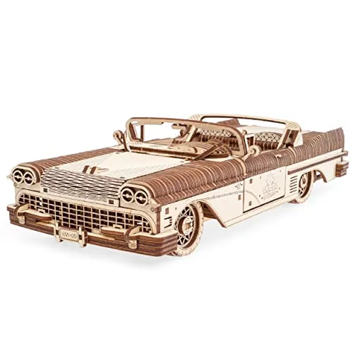 UGEARS Dream Cabriolet – Vatertagsgeschenk, 3D-Puzzles für Erwachsene, mechanische Modelle, Holzpuzzle, Denkaufgabe, BAU-Bastelsets für Erwachsene, DIY-Puzzle, Holzhandwerk, Cabrio-Auto-Bauset