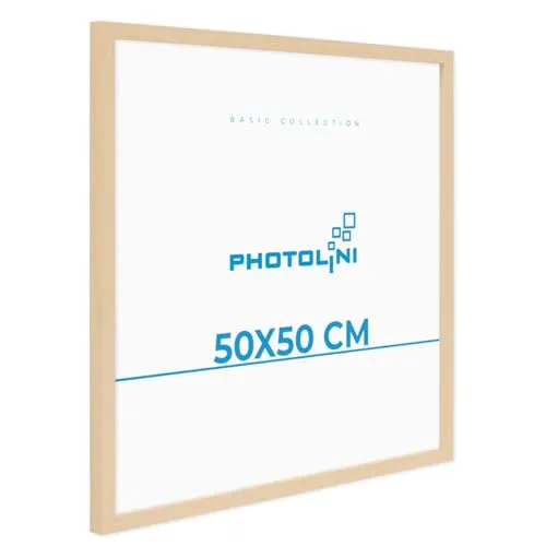 PHOTOLINI Bilderrahmen 50x50 cm aus MDF Holz mit bruchsicherem Acrylglas - Moderner Bilderrahmen aus stabilen MDF-Holz, ideal zum Aufhängen. Schützt Ihre Bilder mit bruchsicherem Acrylglas und ist einfach zu handhaben. Perfekt für Fotos und Poster in jedem Raum.