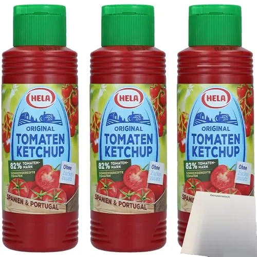usy Bundle für Hela Original Tomaten Ketchup ohne Zuckerzusatz 3er Pack (3x300ml Flasche) + usy Block