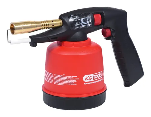 KS Tools Universal-Kartuschenlötgerät mit Piezo-Zündung, rot - 903.5902 - Lötgeräte, leistungsstark und vielseitig einsetzbar für präzises Löten und Reparieren.