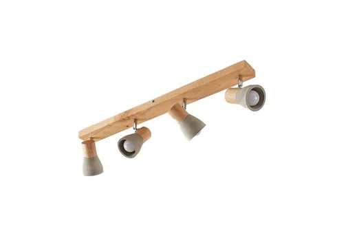 Lindby Deckenlampe Holz Beton - 4x E14 Deckenstrahler schwenkbar - Moderne Deckenlampe im skandinavischen Stil mit 4 drehbaren Spots aus Holz und Beton. Ideal für flexible Beleuchtung und ein echtes Design-Highlight in deiner Wohnung.