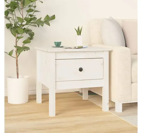 Beistelltisch Weiß aus Kiefernholz 50x50 cm