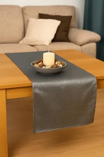 Produktbild texpot Tischläufer 40 x 140 cm grau Jacquard Polyester Tischband Dekoläufer