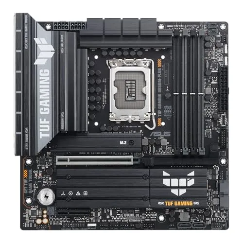 ASUS TUF GAMING B860M-PLUS - Micro ATX Motherboard - Mainboard mit LGA1851-Sockel und B860 Chipsatz, ausgestattet mit 2.5 Gigabit LAN für schnelle Netzwerkverbindungen und optimiert für Gaming-Leistung.
