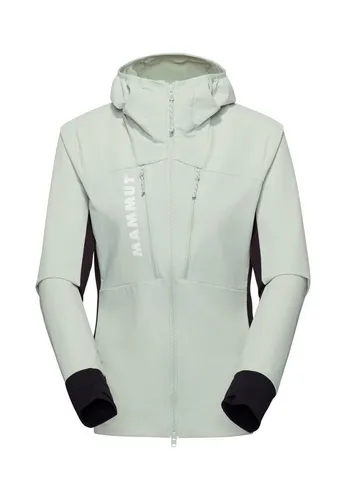 Mammut Aenergy SO Hybrid Hooded Jacket Women - Softshelljacke für vielseitige Aktivitäten, bietet Wind- und Wetterschutz mit exzellenter Bewegungsfreiheit dank angepasster Gewebe und aktives Feuchtigkeitsmanagement.