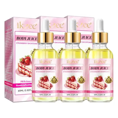 P-Beauty Erdbeer Körperöl 3x 60 ml - Body Oil Strawberry Shortcake - Körperöl & Massageöl - Feuchtigkeitspflege, schnell einziehend, Duftöl für weiche Haut & Glow, Liebesöl Ganzkörperpflege Öl