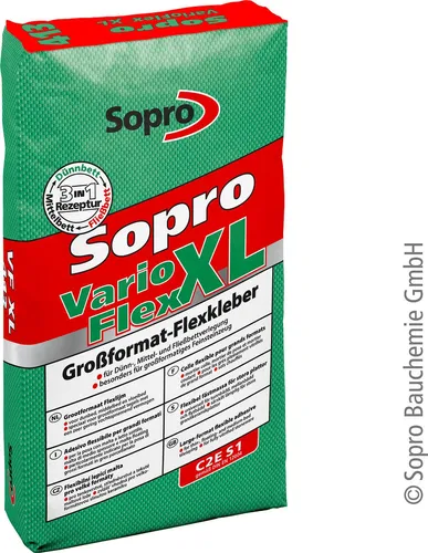 Sopro VarioFlex XL 413 Fliesenkleber 25 kg - Hochflexibler Fliesenkleber für Innen- und Außenanwendungen, ideal für anspruchsvolle Boden- und Wandverlegungen.