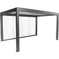 Biohort Glasschiebewand Klarglas 4,5 m Quarzgrau-Metallic - Stabile Glasschiebewand für Gartenhäuschen, bruchsicher und windgeschützt. Komfortable Handhabung durch leichtgängige Rollenlagerung, ideal für einen offenen Blick ohne Einschränkungen.