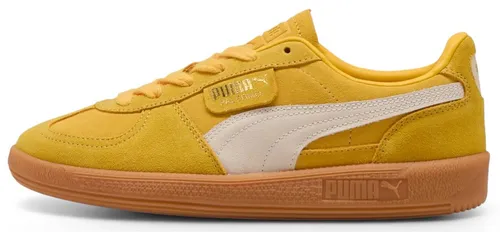 Puma Sneaker Palermo gelb Herren - Halbschuhe mit klassischem Terrace Design, aus Wildleder und Leder, ideal für Sneakerheads und Fußballfans. Bequem und stylisch für jeden Anlass.